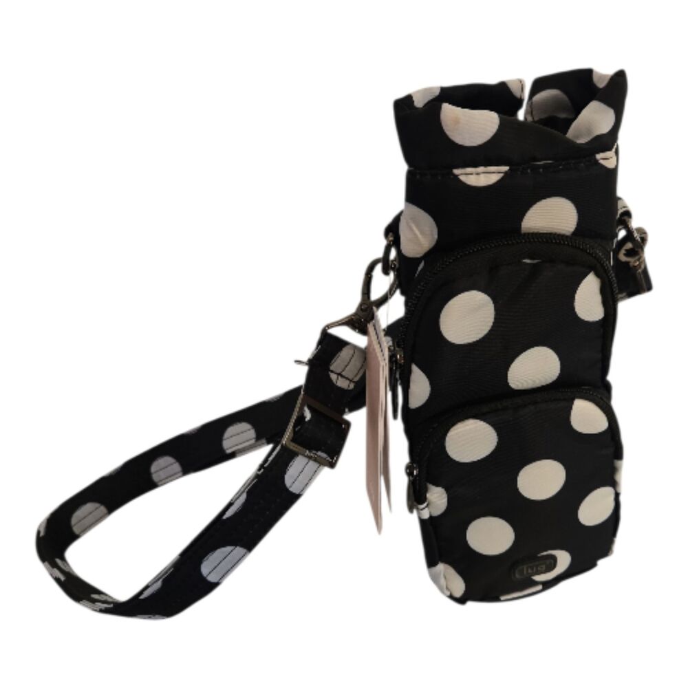 Polka Dot Water Crossbody Bag OS Black Pockets